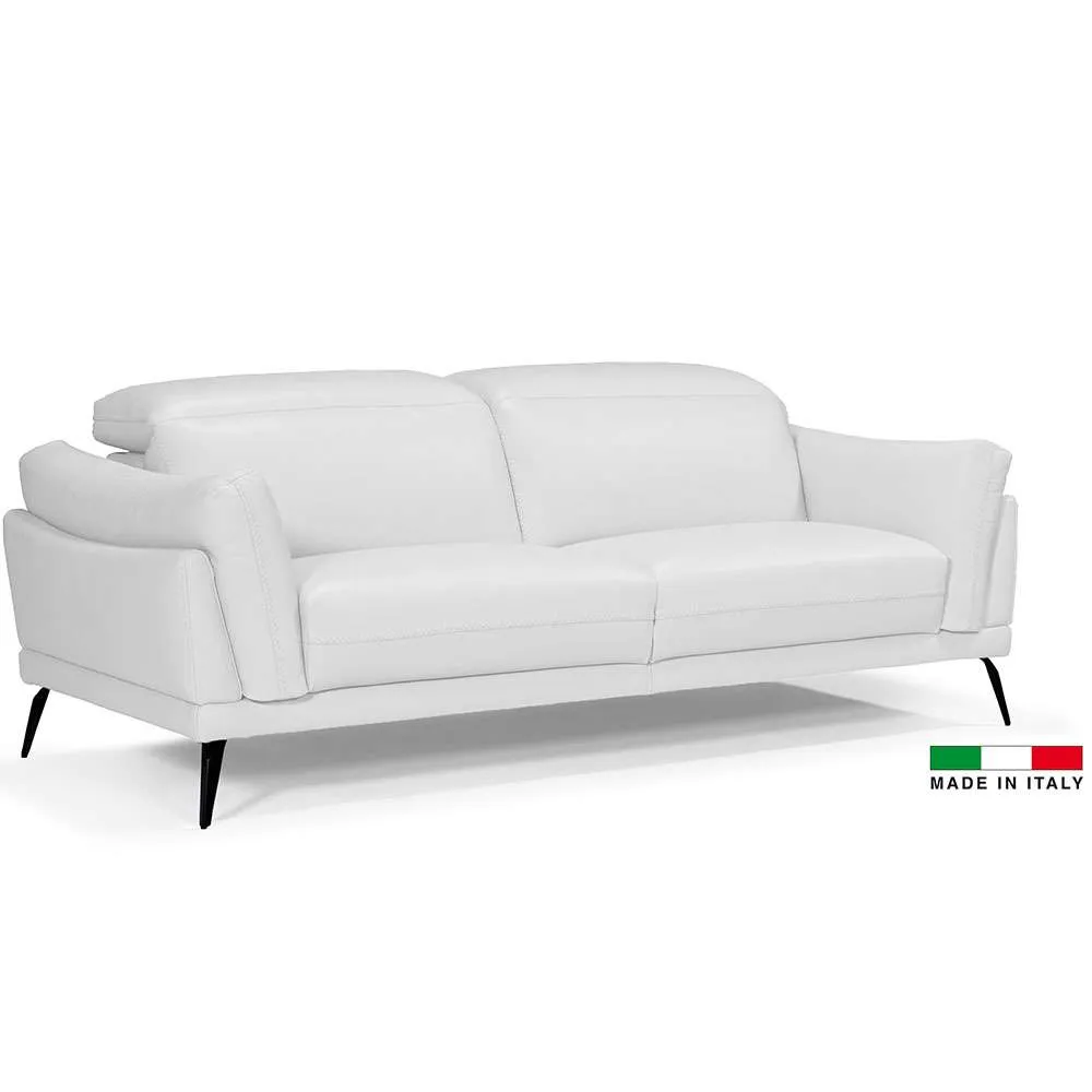 Bellini Italian Leather Casino Loveseat- White