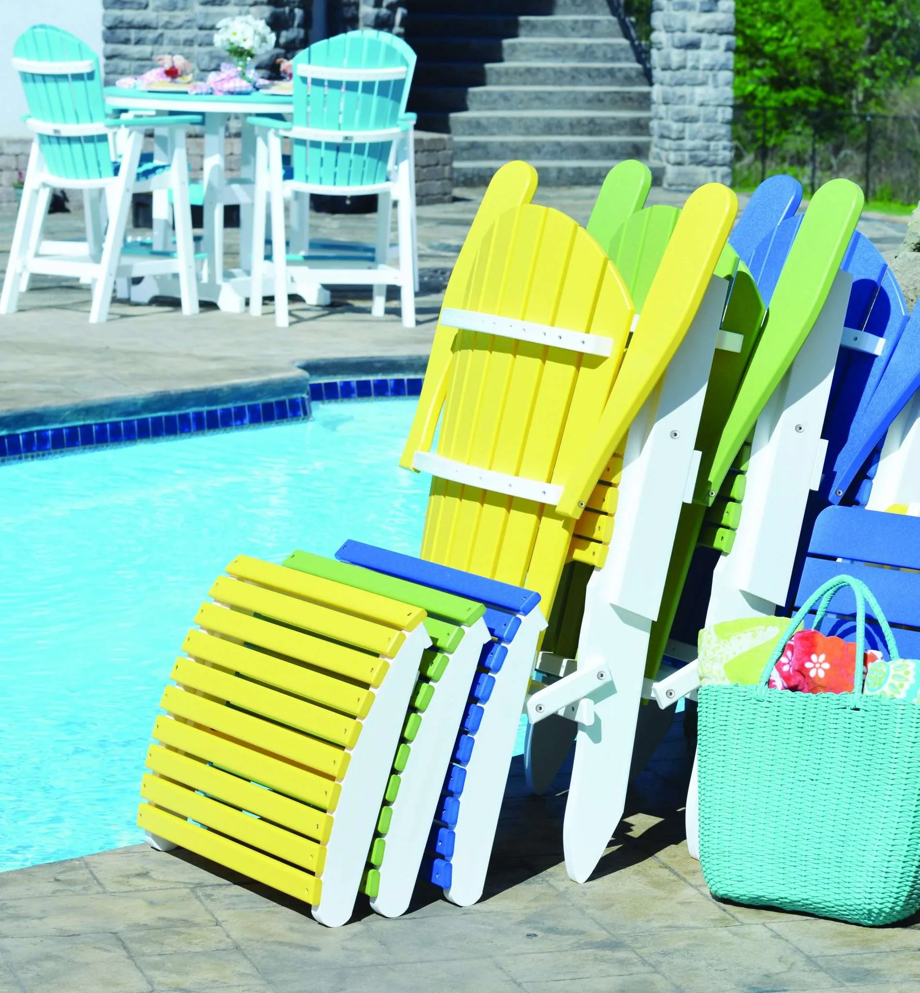 Comfo Back Folding Adirondack Chair and Folding Foostool (folded)