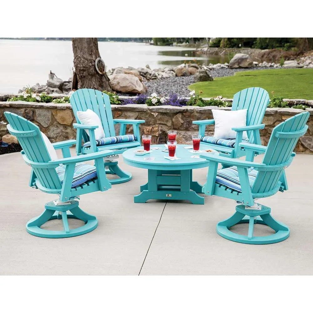 38-Inch-Round-Conversation-Table-and-Comfo-Back-Swivel-Rocker---Aruba-Blue