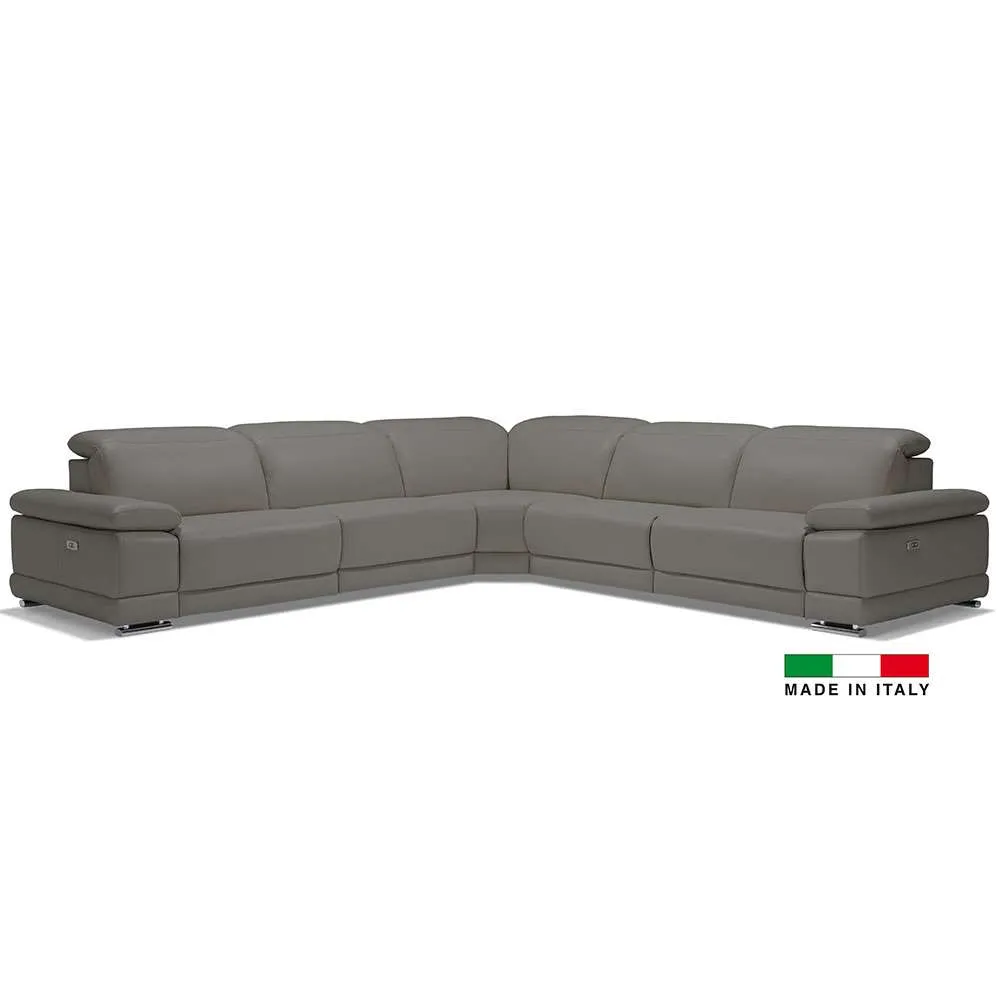 Escape Italian Leather Sectional- Dark Grey