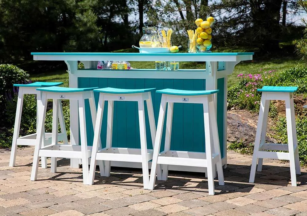 Outdoor-Island-with-Saddle-Bar-Stools---Aruba-Blue-on-White