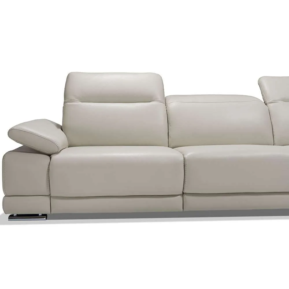Escape Italian Leather Sectional- Light Grey