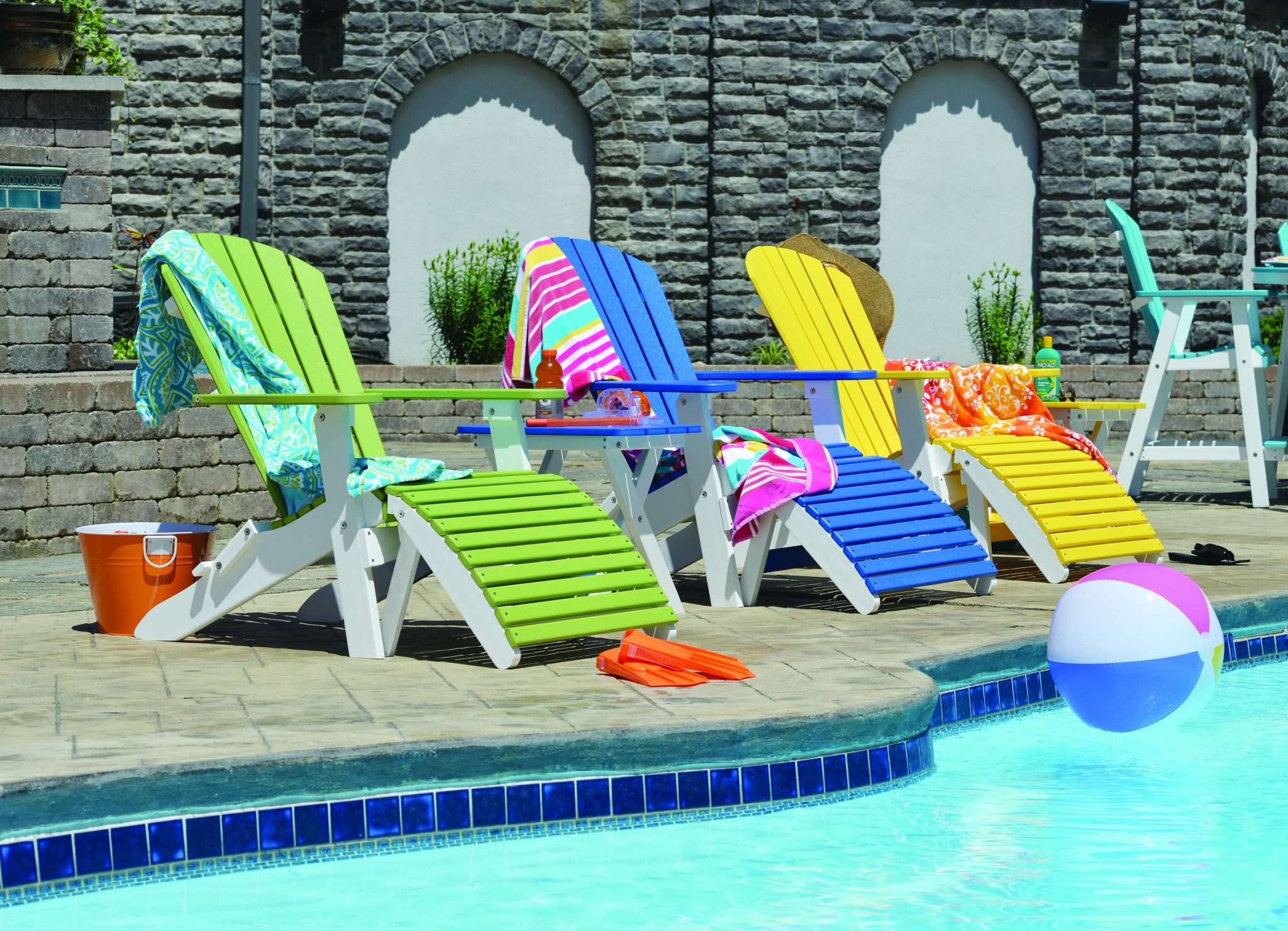 Comfo Back Folding Adirondack Chair and Folding Footstool (open)