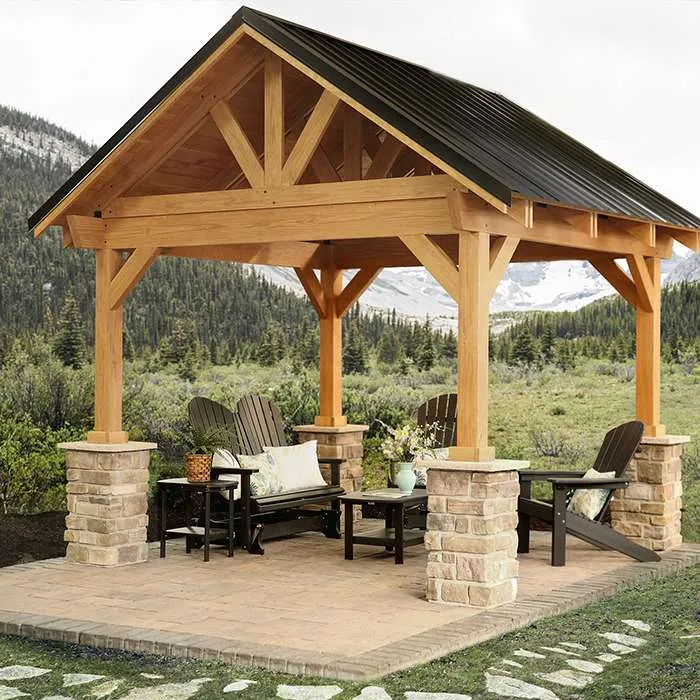 12 x 12 Breckenridge Pavilion- Stone Posts