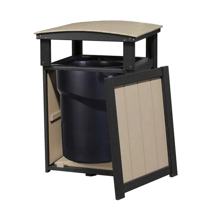 Outdoor Poly Trash Can With Open Back