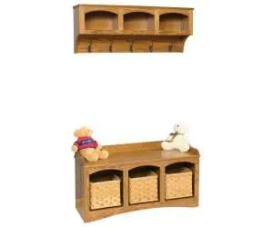 Mission Bench w/ Baskets